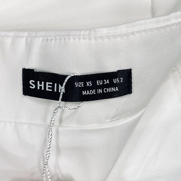 Shein Sexy Summer High Waisted Shorts Sz XS White Pockets Rear Zip Coastal Beach - Picture 12 of 13